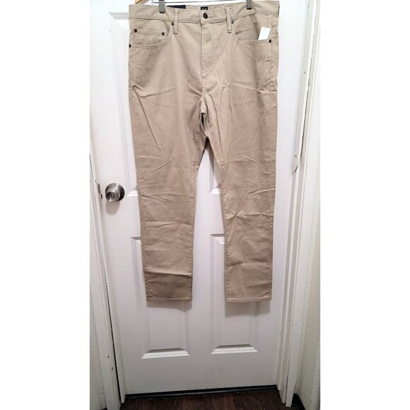 Gap Mens Slim Fit Khaki Pants 36x32 Mid Rise GapFlex Soft Denim Beige - Picture 2 of 11
